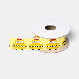 Yellow Taxi Design Satin Ribbon