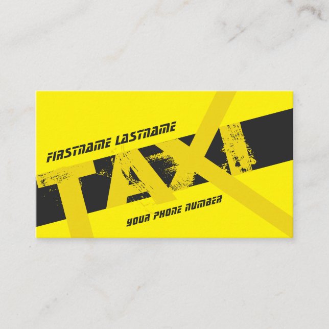 Yellow TAXI for professional taxi driver cabdriver Business Card (Front)