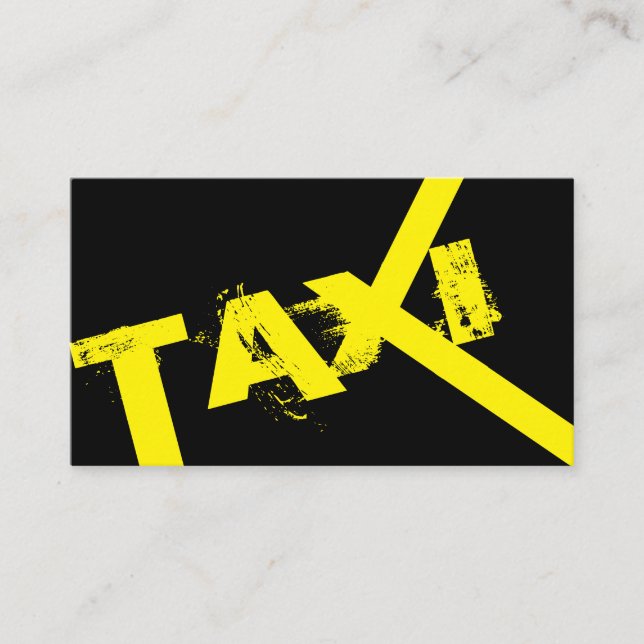 Yellow TAXI for professional taxi driver cabdriver Business Card (Front)