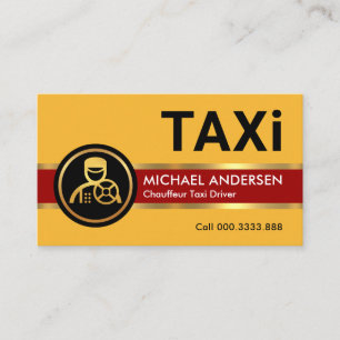 Yellow Taxi Gold Lines Driving Business Card