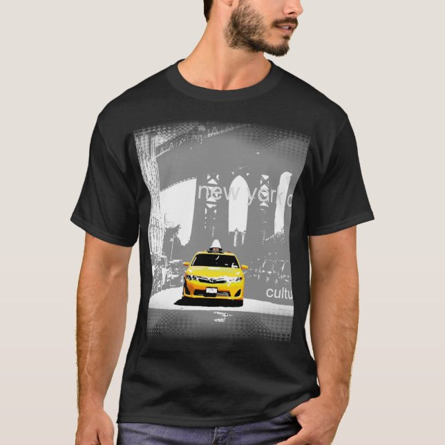 Yellow Taxi New York City Nyc Brooklyn Bridge T-Shirt (Front)