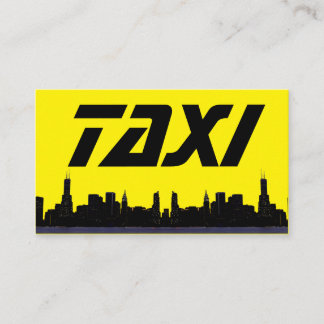 Yellow TAXI night city skyline taxi driver service Business Card