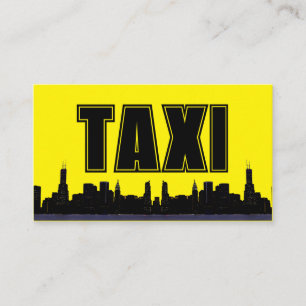 Yellow TAXI night city skyline taxi driver service Business Card
