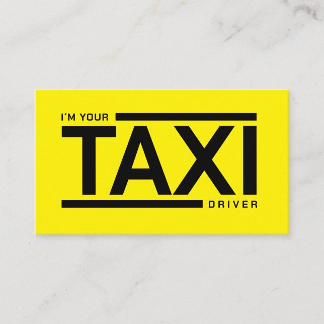 Yellow TAXI night city skyline taxi driver service Business Card (Front)