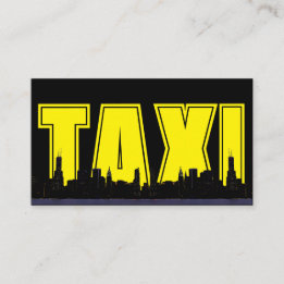Yellow TAXI night city skyline taxi driver service Business Card