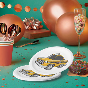 Yellow Taxi Paper Plate