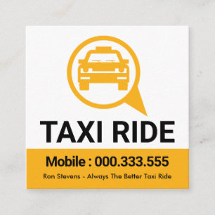 Yellow Taxi Ride Speech Box Square Business Card