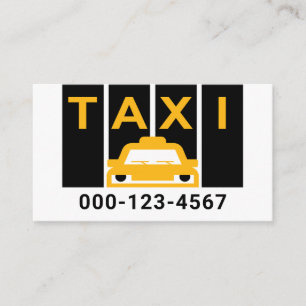 Yellow Taxi Silhouette Black Stripe Business Card