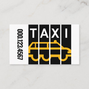 Yellow Taxi Silhouette Black Stripes Business Card
