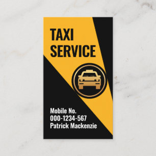 Yellow Taxi Spotlight On Cab Driver Business Card