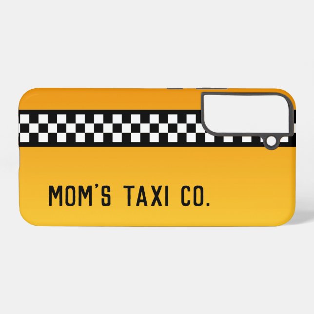 Yellow Taxi Stripe "Mum's Taxi Co." Samsung Galaxy S22+ Case (Back Horizontal)