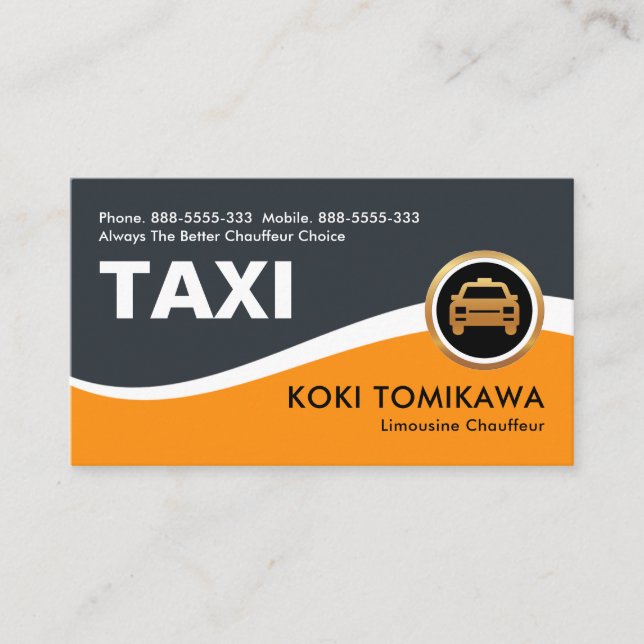 Yellow Taxi Wave Driving Cab Business Card (Front)