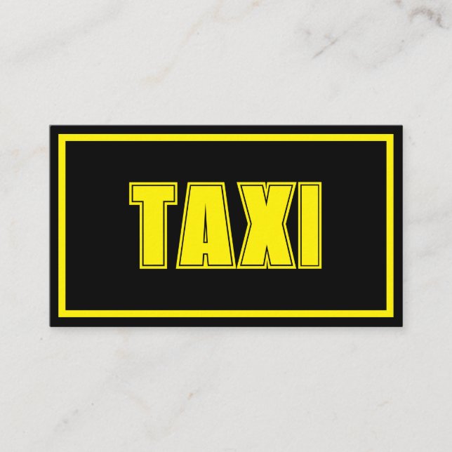 Yellow TAXI yellow frame taxi driver service cabby Business Card (Front)