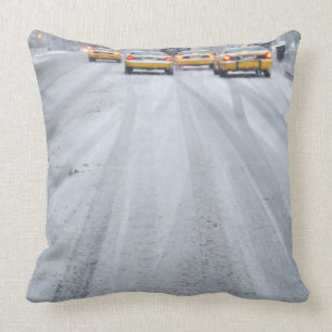 Yellow Taxis in Blizzard Cushion