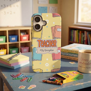 Yellow Teacher School Books Pattern iPhone 16 Case