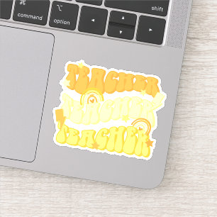 Yellow Teacher Teacher Teacher Retro Vinyl Sticker