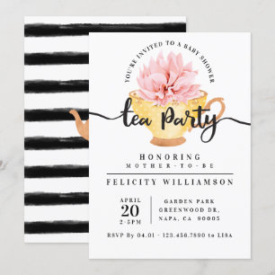 Yellow Teacup Tea Party Baby Shower Invitation