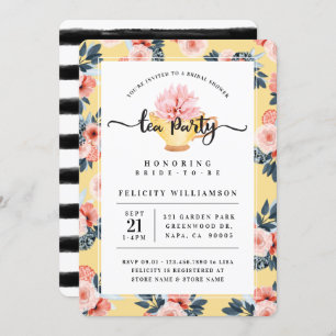 Yellow Teacup Tea Party Bridal Shower Invitation