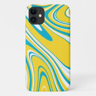 Yellow Teal Colours Marble Pattern Swirl Abstract iPhone 11 Case