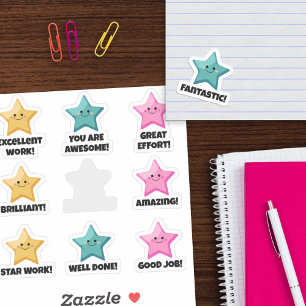 Yellow Teal Pink Good Job! Stars