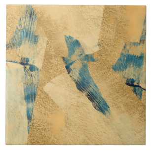 Yellow Teal Textured Ceramic Tile