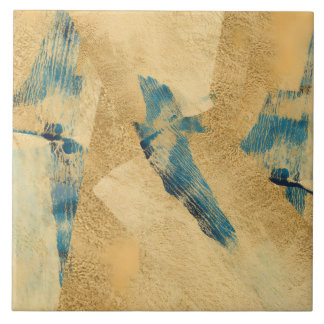 Yellow Teal Textured Ceramic Tile