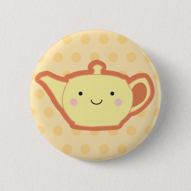 Yellow Teapot 6 Cm Round Badge (Front)