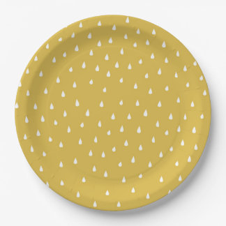 Yellow teardrop raindrop Party Paper Plate