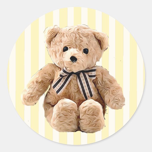 Yellow Teddy Bear Classic Round Sticker (Front)