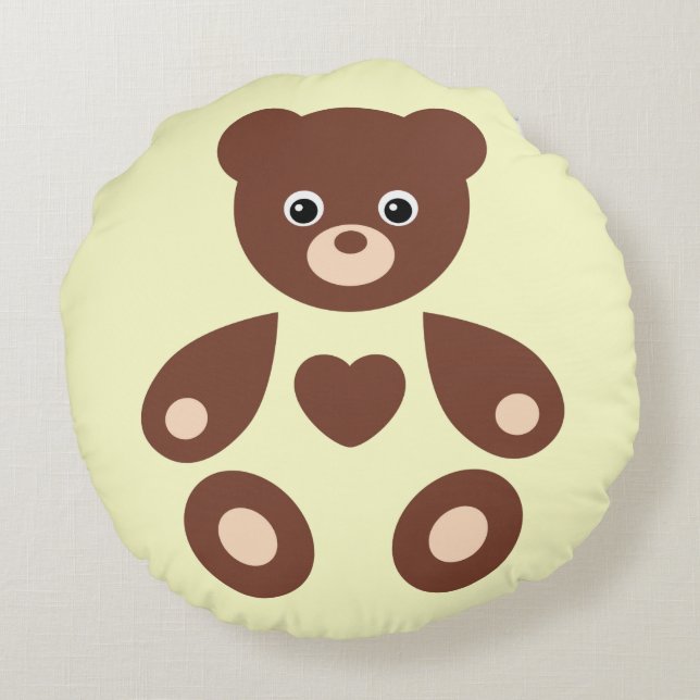 Yellow Teddy Bear Monogram Baby Pillow (Back)
