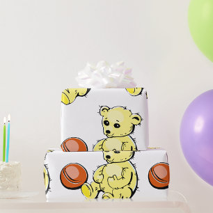 Yellow Teddy Bear Wrapping Paper