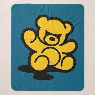 Yellow Teddy Trouble Sherpa Blanket