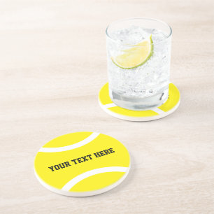 Yellow tennis ball custom round sandstone coasters