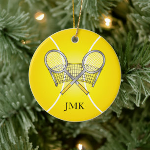 Yellow Tennis Ball   DIY Name Ceramic Tree Decoration