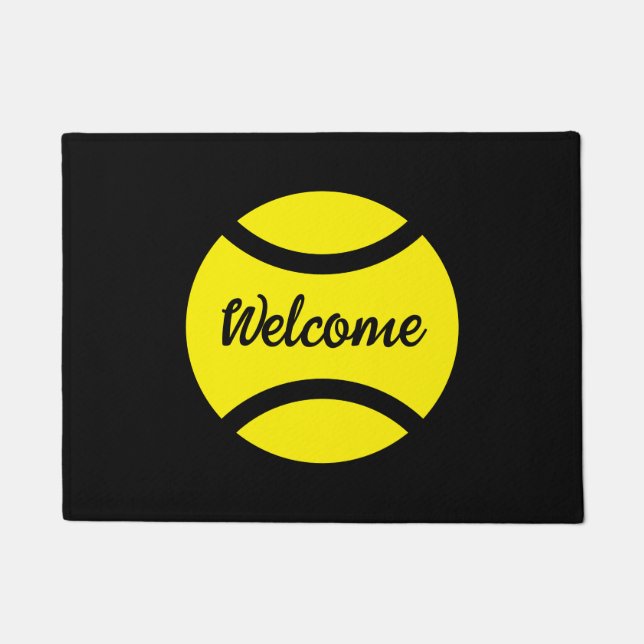 Yellow tennis ball logo welcome entry doormat (Front)