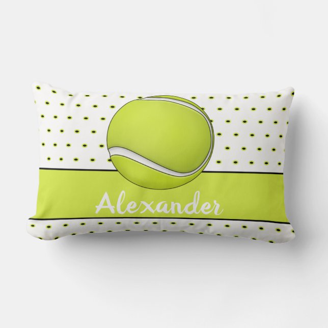 Yellow Tennis Ball monogram name  Lumbar Cushion (Front)