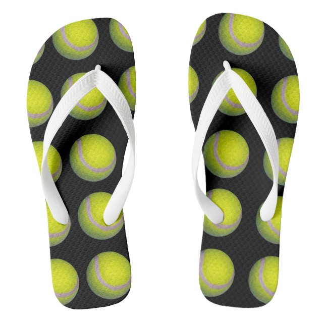 Yellow Tennis Ball Pattern, Flip Flops (Footbed)