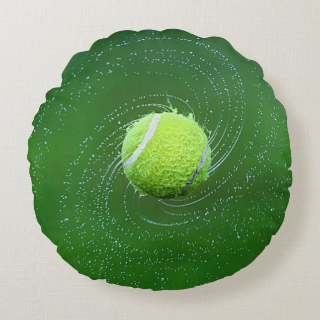 Yellow Tennis Ball Personalised Round Cushion (Front)