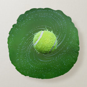 Yellow Tennis Ball Personalized Round Cushion