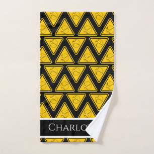 Yellow Tennis Ball Triangle Sign Personalised Cool Hand Towel