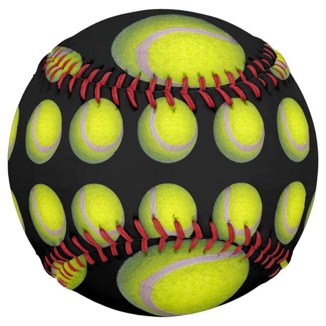 Yellow Tennis Balls On Black, Softball (Front)
