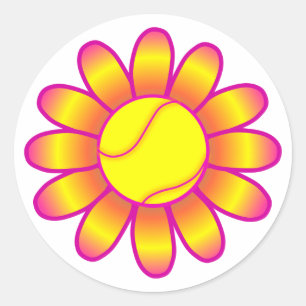 Yellow Tennis Girl Classic Round Sticker