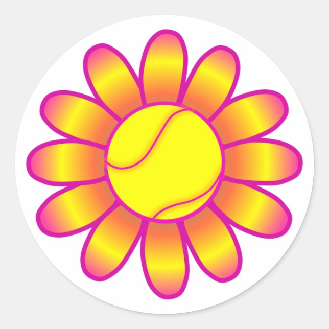 Yellow Tennis Girl Classic Round Sticker (Front)