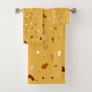 Yellow Terrazzo Pattern Bath Towel Set