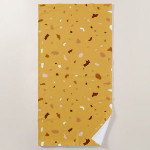 Yellow Terrazzo Pattern Beach Towel