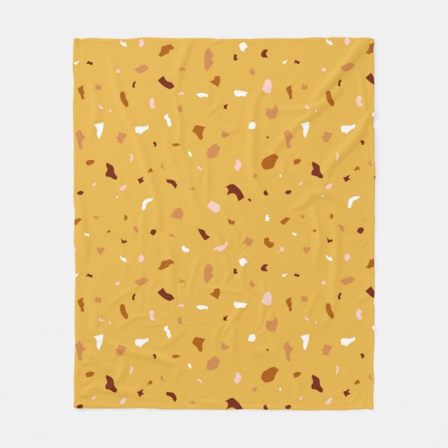 Yellow Terrazzo Pattern Fleece Blanket (Front)
