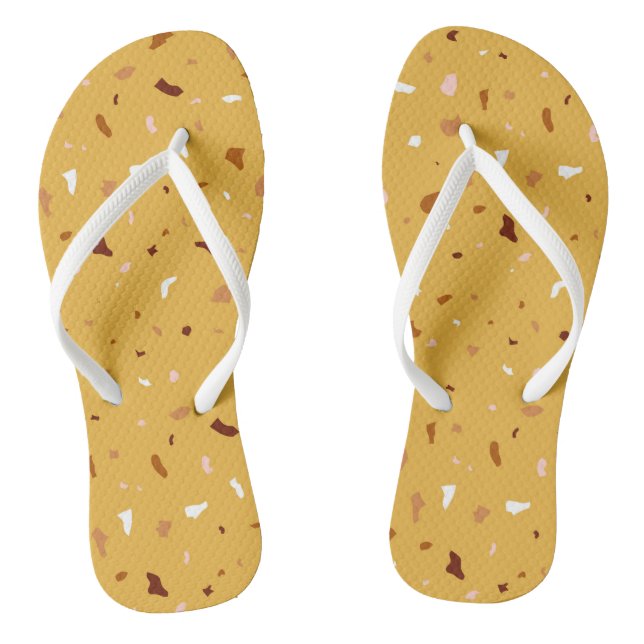 Yellow Terrazzo Pattern Flip Flops (Footbed)