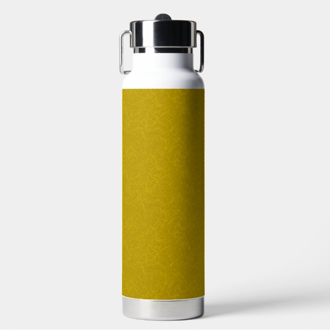 Yellow textured surface with  swirling pattern water bottle (Front)