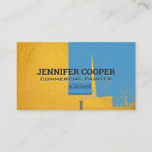 Yellow Textured Wall Paint Roller Blue Paint Business Card