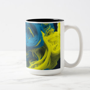 Yellow & Tha Smoke Modern Abstract Two-Tone Coffee Mug